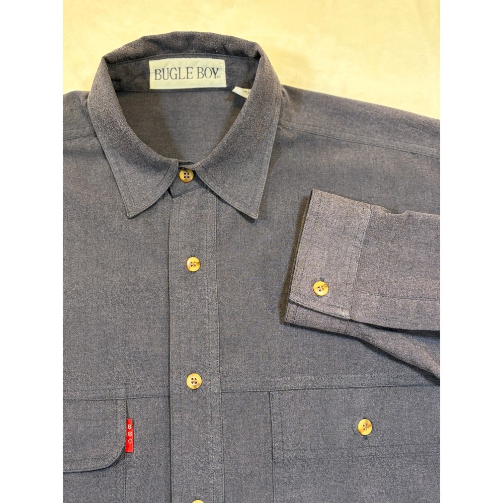Bugle Boy Gray Vintage Long Sleeve Button Down Shirt Mens XL Excellent